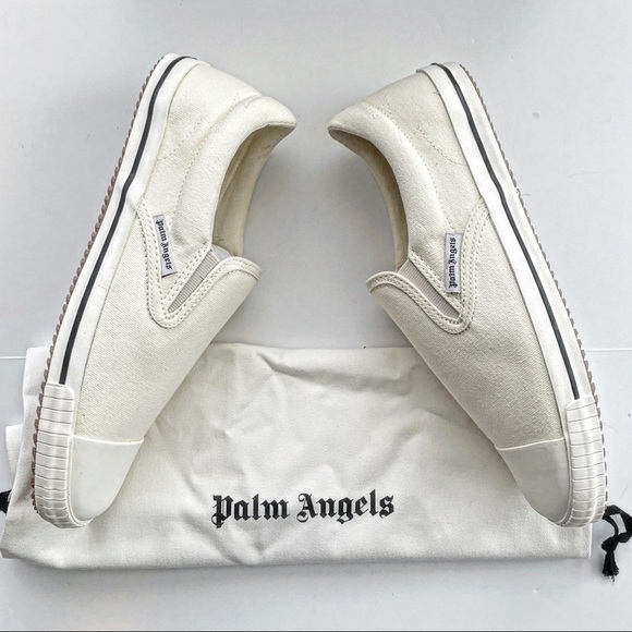 Palm angels women's off-white square low top vulcanized sneakers 40 10 slip on - Picture 2 of 15